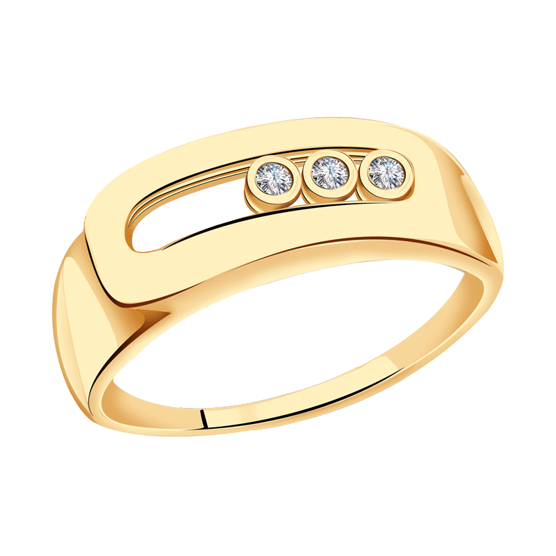 Золотое кольцо Золотые узоры с подвижным цирконием 01-7310