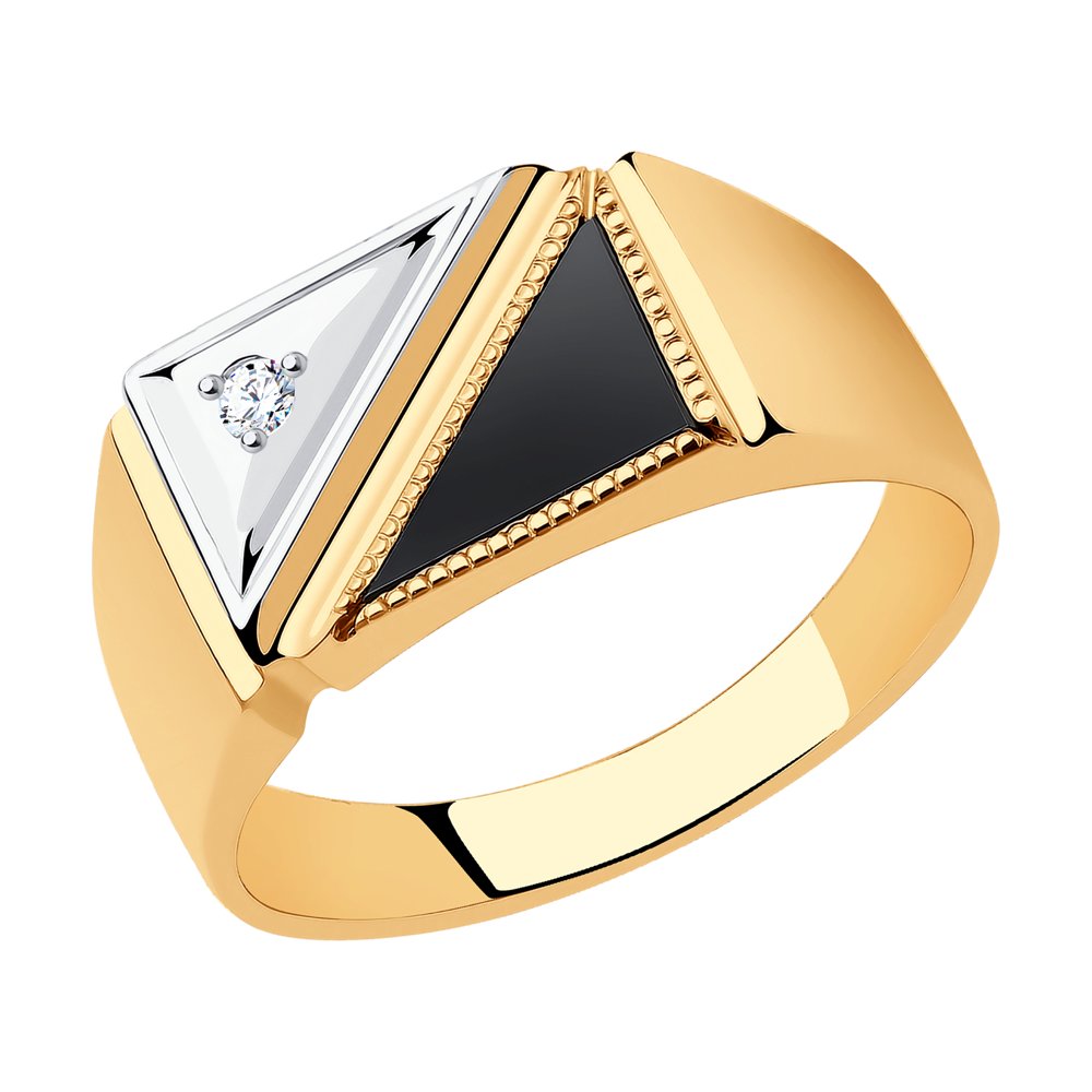 Мужская печатка из золота SOKOLOV с фианитом и шпинелью 016116: Золото 585°пробы — купить в ювелирном интернет-магазине Diamant