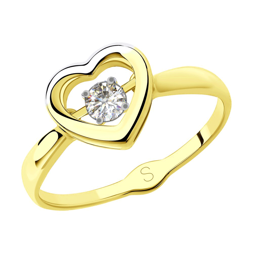 Золотое кольцо SOKOLOV с танцующим фианитом 018143-2 018143-2 фото