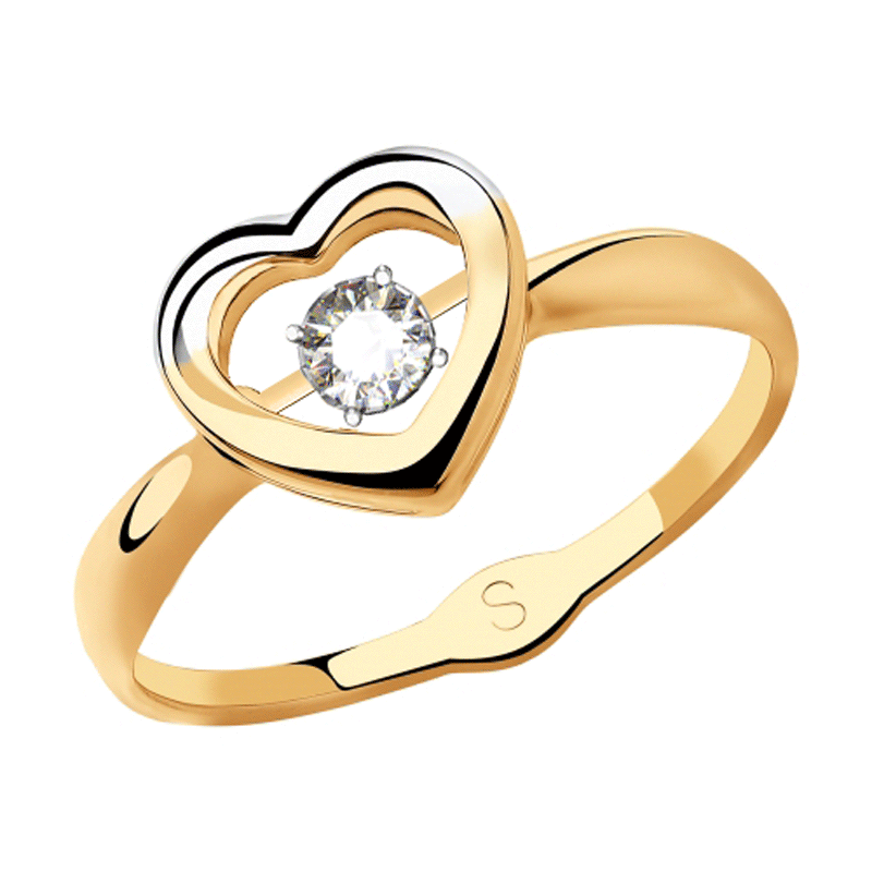 Золотое кольцо SOKOLOV с танцующим фианитом 018143 018143 фото
