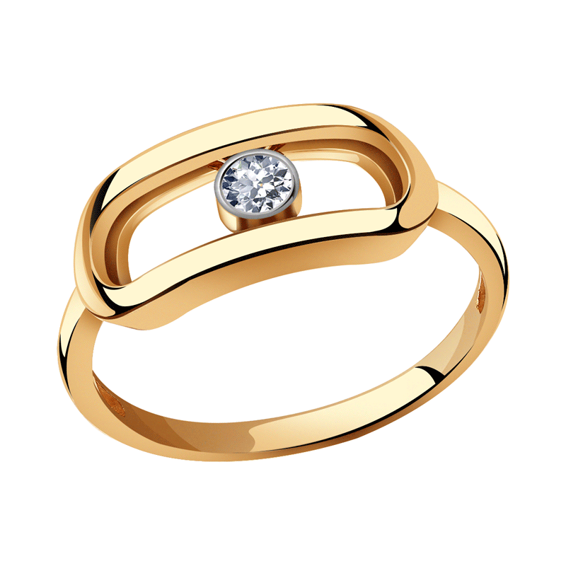 Золотое кольцо ТД Эстет с подвижным фианитом 01К1112966 01К1112966 фото