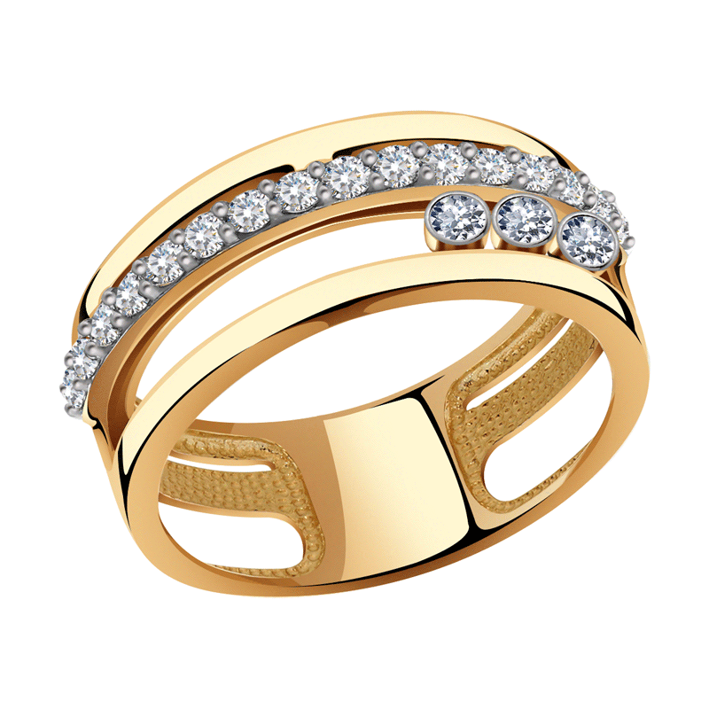 Золотое кольцо ТД Эстет с подвижным фианитом 01К1113119Р 01К1113119Р фото