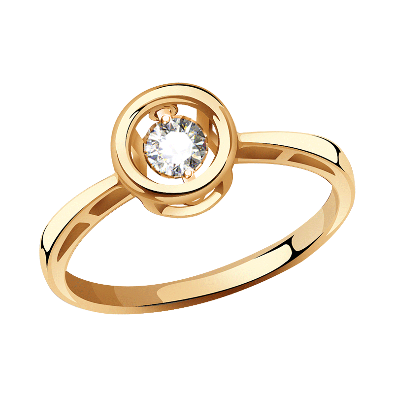 Золотое кольцо ТД Эстет с танцующим фианитом 01К117960 01К117960 фото