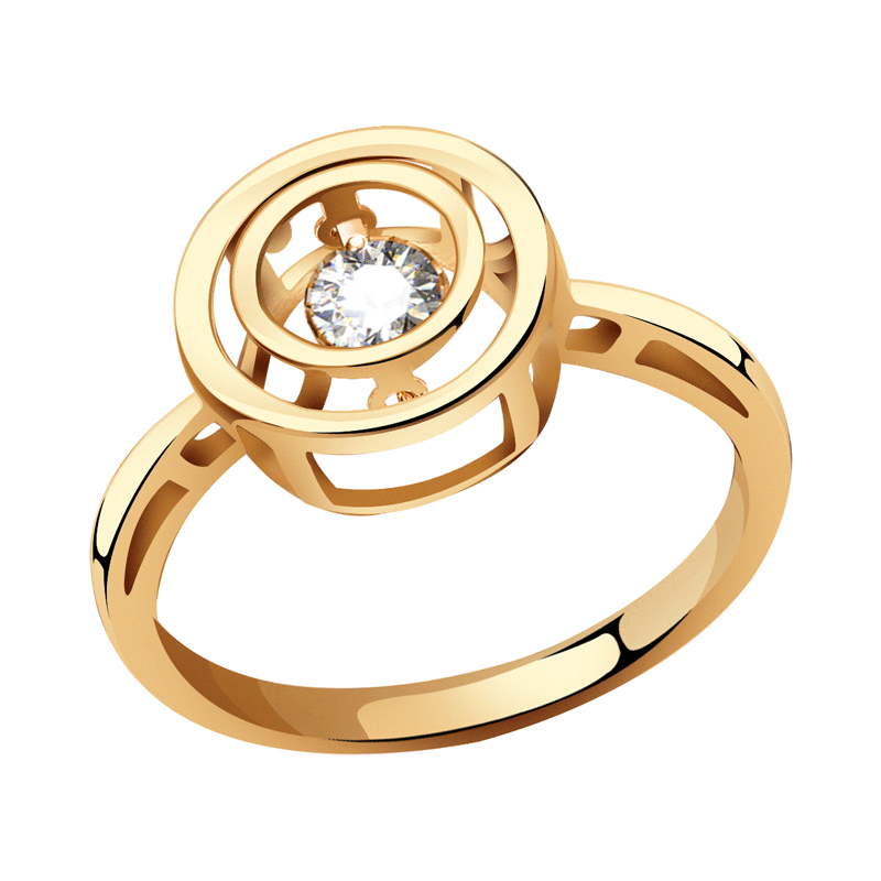 Золотое кольцо ТД Эстет с танцующим фианитом 01К117961 01К117961 фото