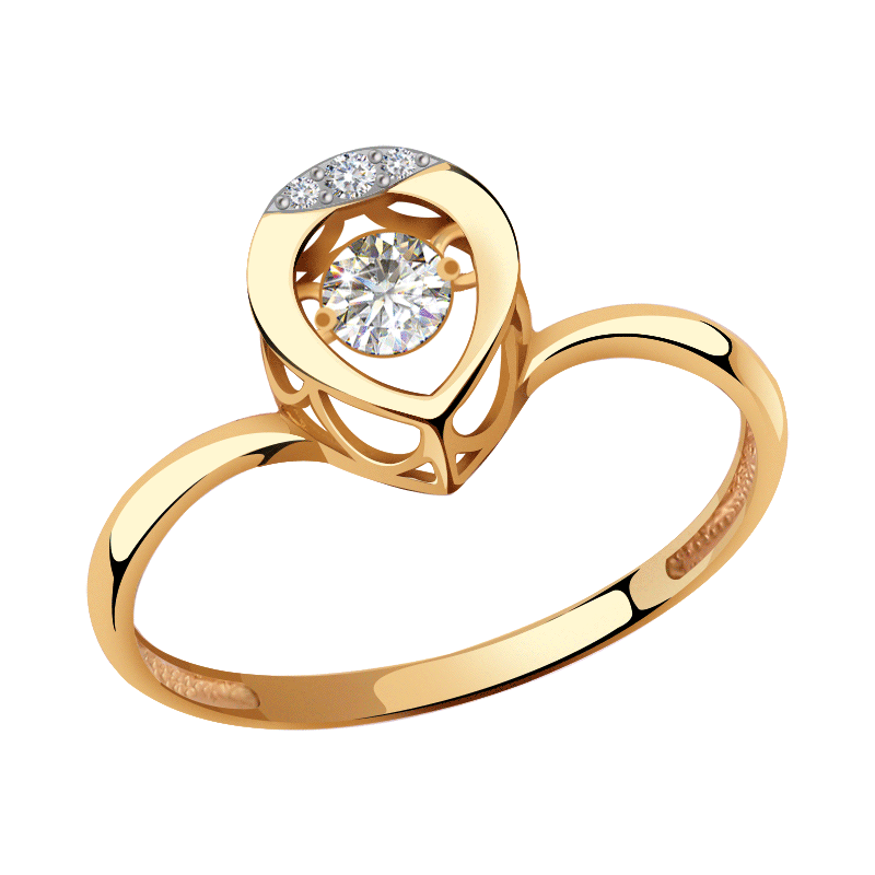 Золотое кольцо ТД Эстет с танцующим бриллиантом 01К6111864Р 01К6111864Р фото