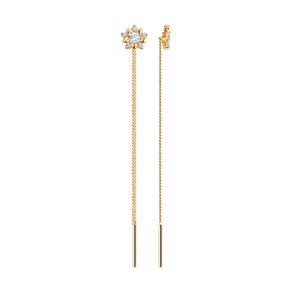 Золотые серьги SOKOLOV 024796 с фианитом: Золото 585° пробы — купить в ювелирном интернет-магазине Diamant