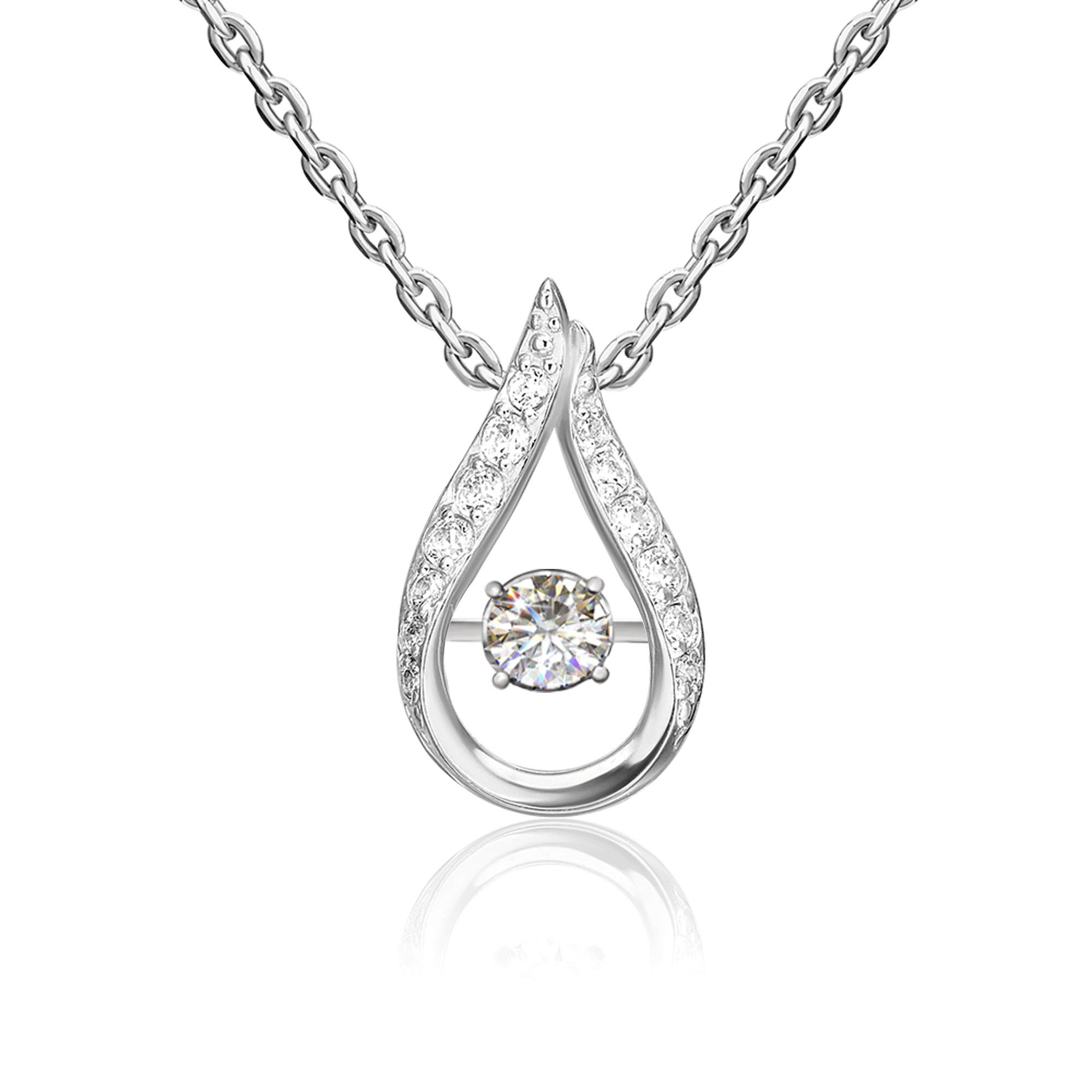 Подвеска из белого золота Platina с танцующим фианитом 03-2333-00-501-1120-38 03-2333-00-501-1120-38 фото