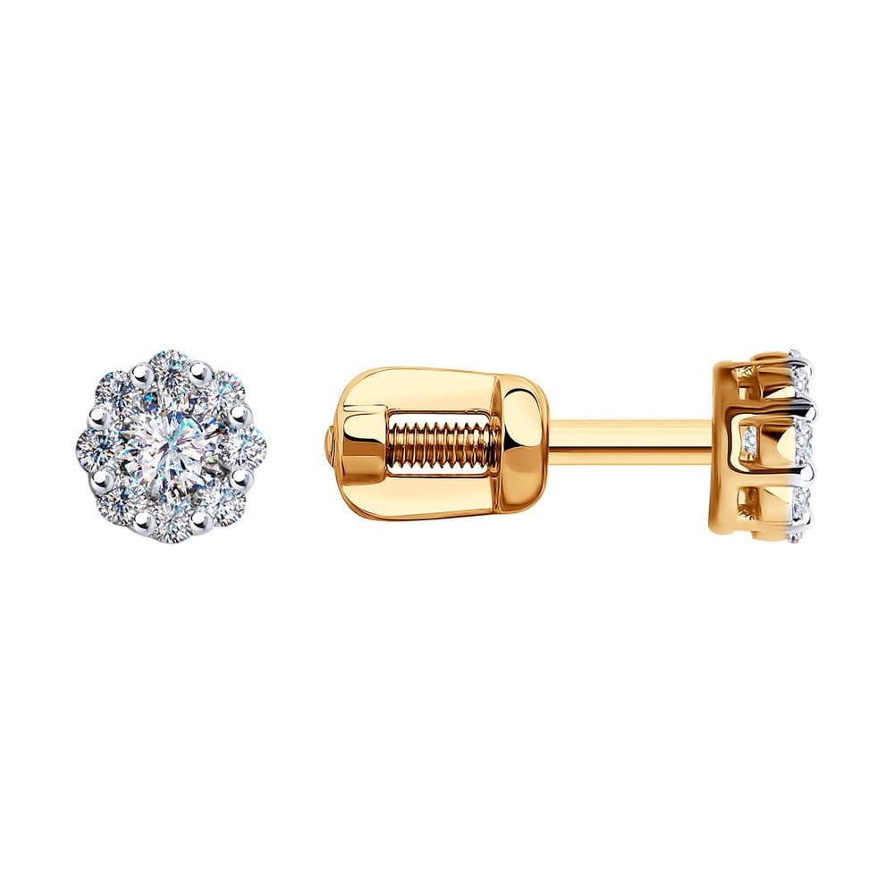 Золотые серьги SOKOLOV 1020179 с бриллиантом: Золото 585° пробы — купить в ювелирном интернет-магазине Diamant