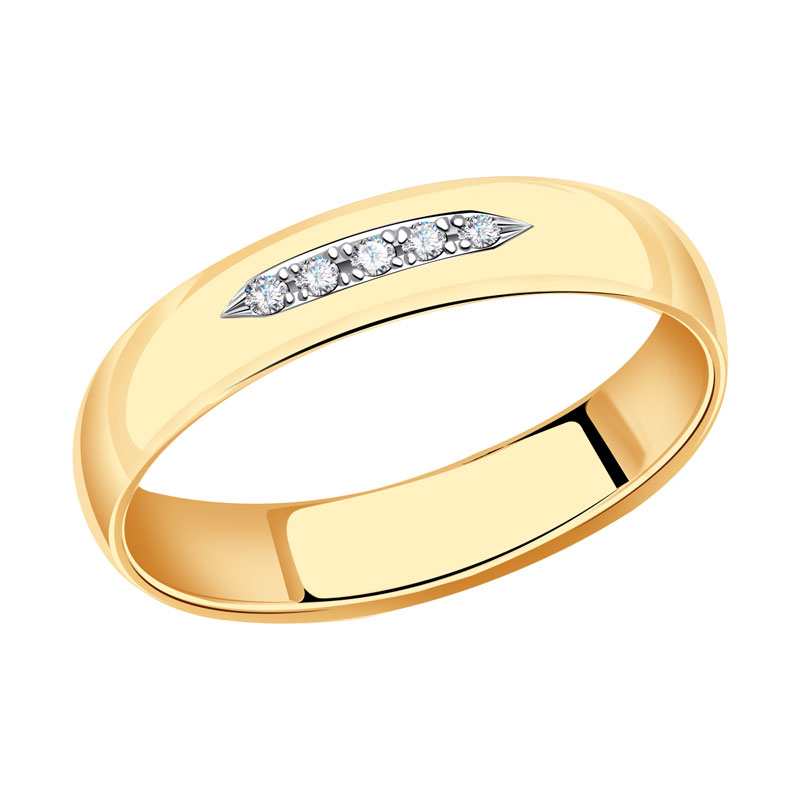 Золотое обручальное кольцо 3,5 мм SOKOLOV с бриллиантом 1110166: Золото .