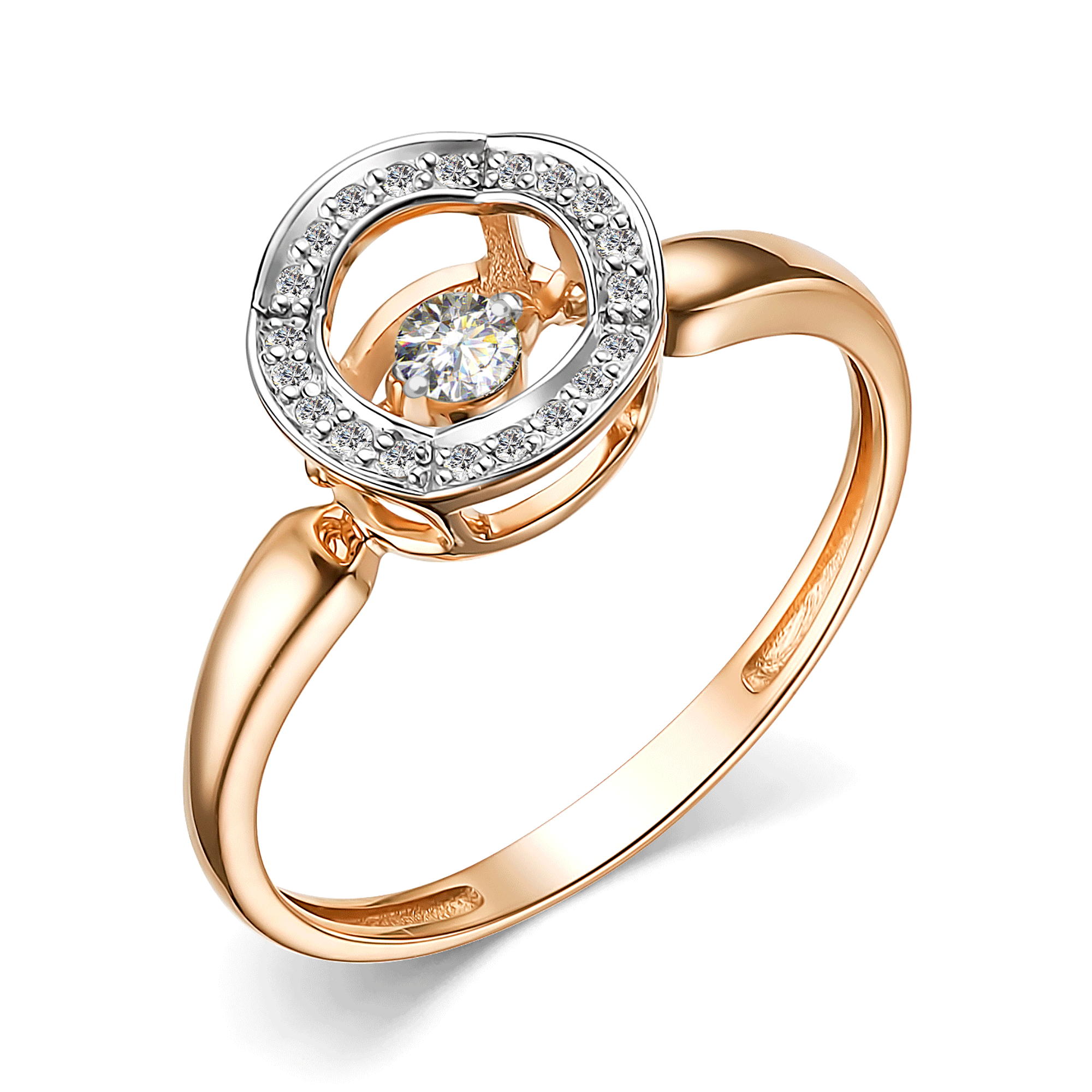 Золотое кольцо АЛЬКОР с танцующим бриллиантом 15859-100 15859-100 фото