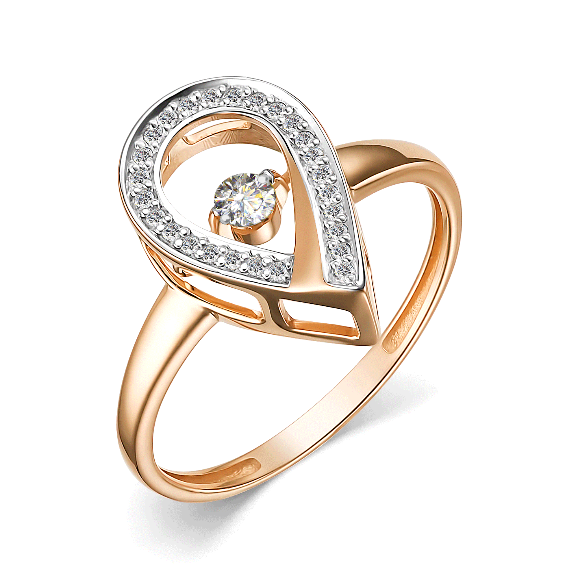 Золотое кольцо АЛЬКОР с танцущим бриллиантом 15863-100 15863-100 фото