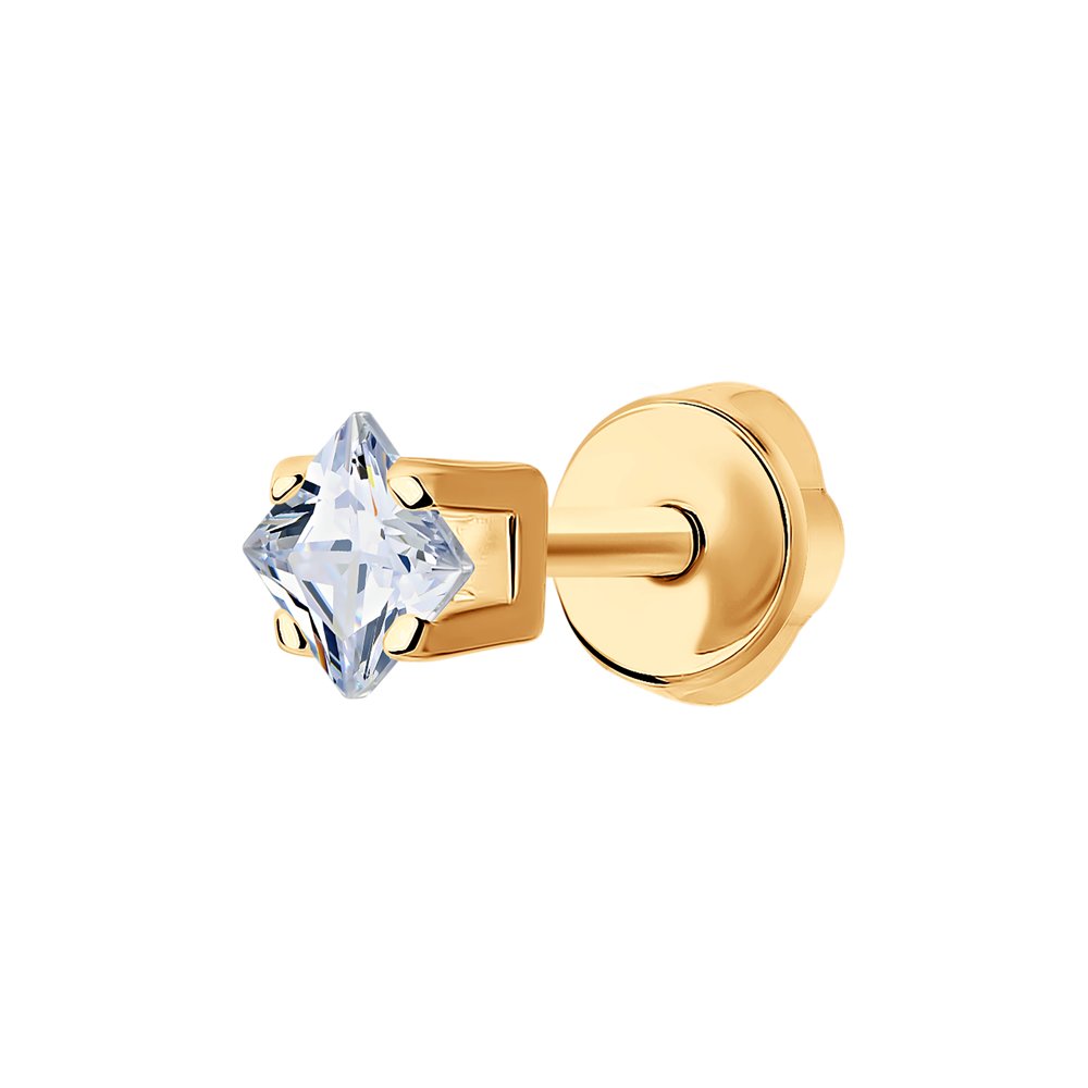 Золотая одиночная серьга SOKOLOV с фианитом 170007: Золото 585° пробы —купить в ювелирном интернет-магазине Diamant