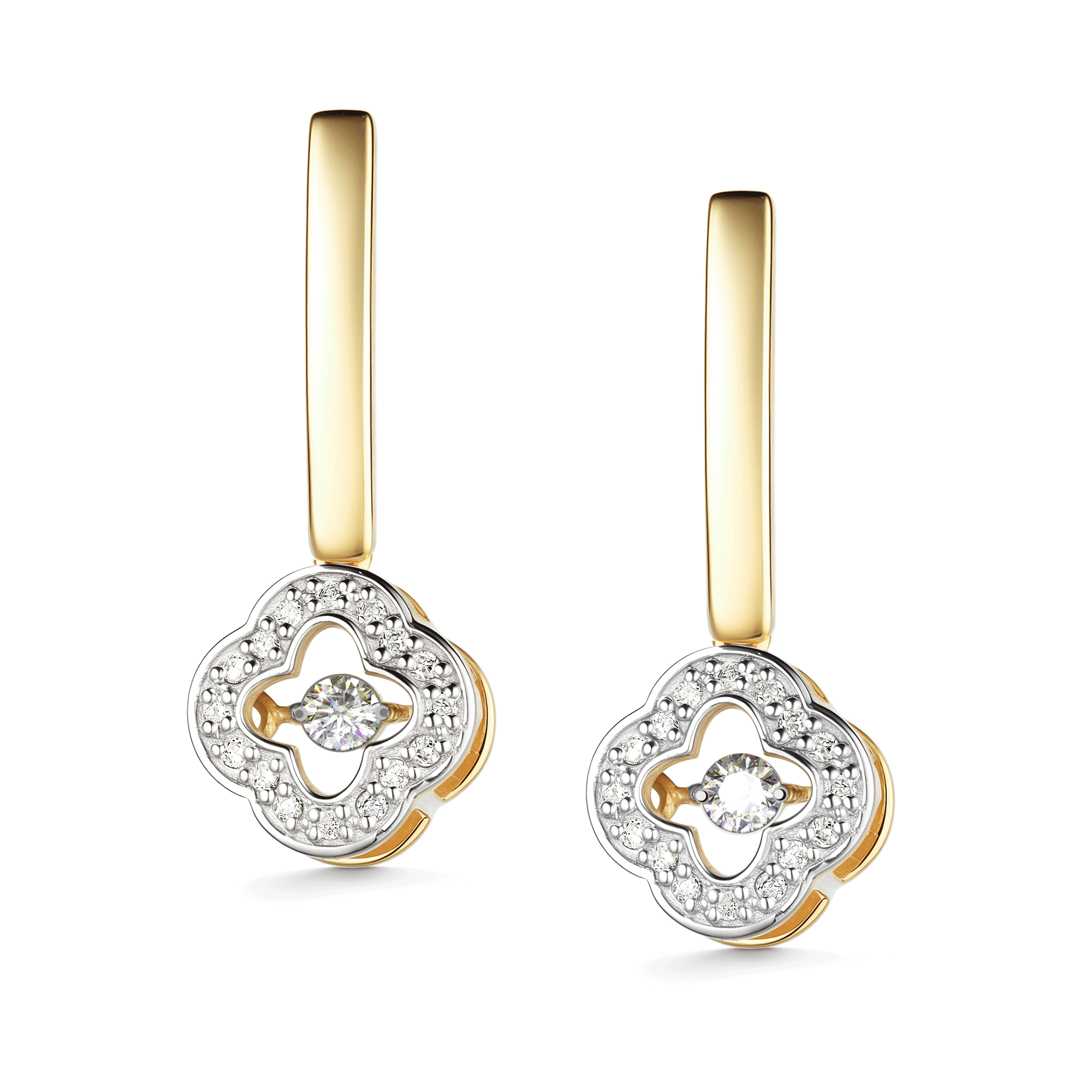 Серьги из лимонного золота АЛЬКОР с танцующим бриллиантом 26066-300 26066-300 фото