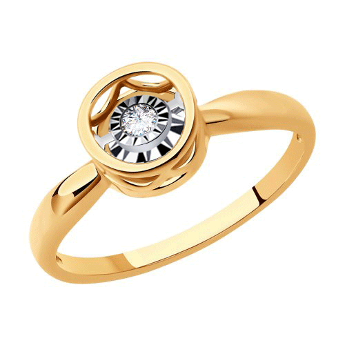 Золотое кольцо с танцующим бриллиантом
