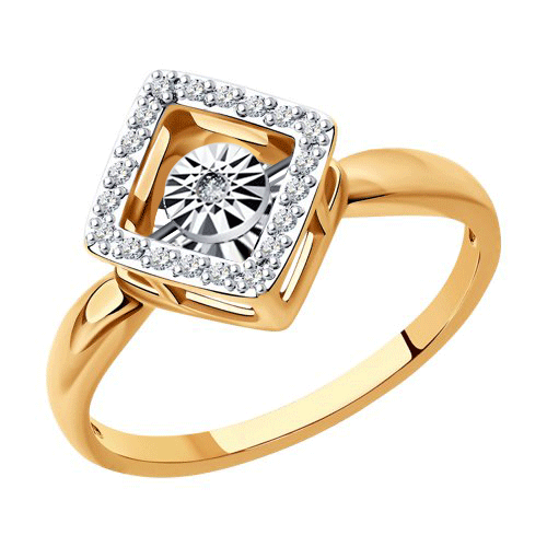 Золотое кольцо Diamant с танцующим бриллиантом 51-210-01265-1