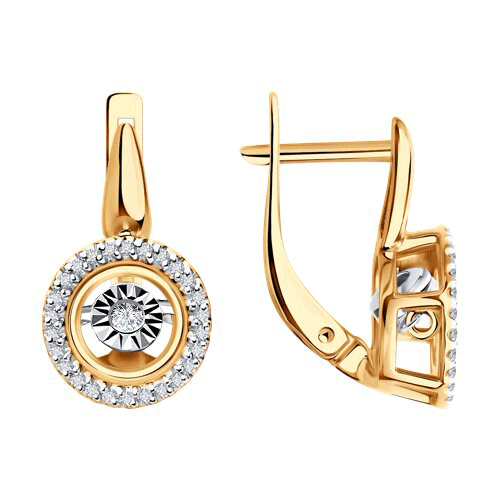 Золотые серьги Diamant с танцующим бриллиантом 51-220-02747-1 51-220-02747-1 фото