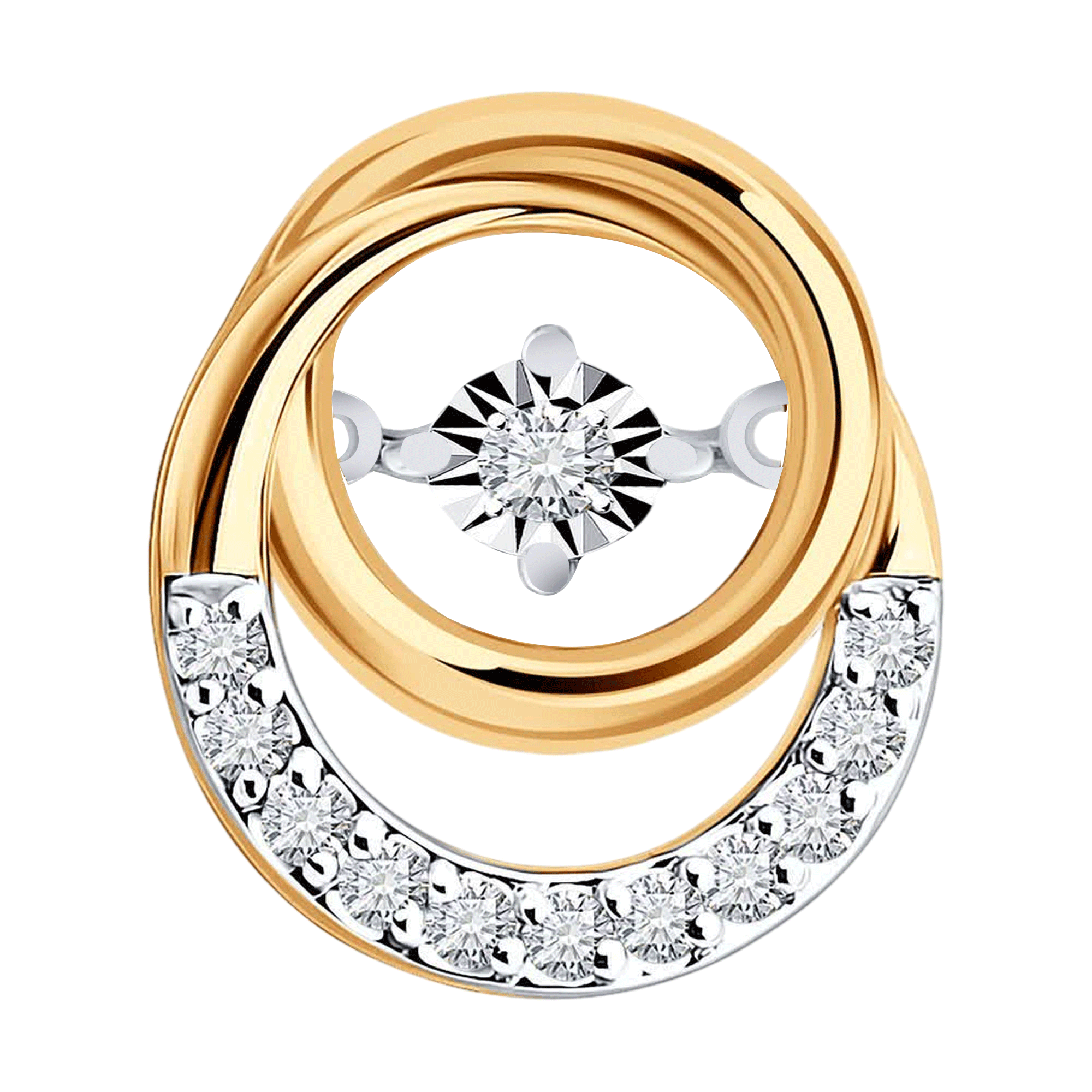 Подвеска из комбинированного золота Diamant с танцующим бриллиантом 51-230-01413-1 51-230-01413-1 фото