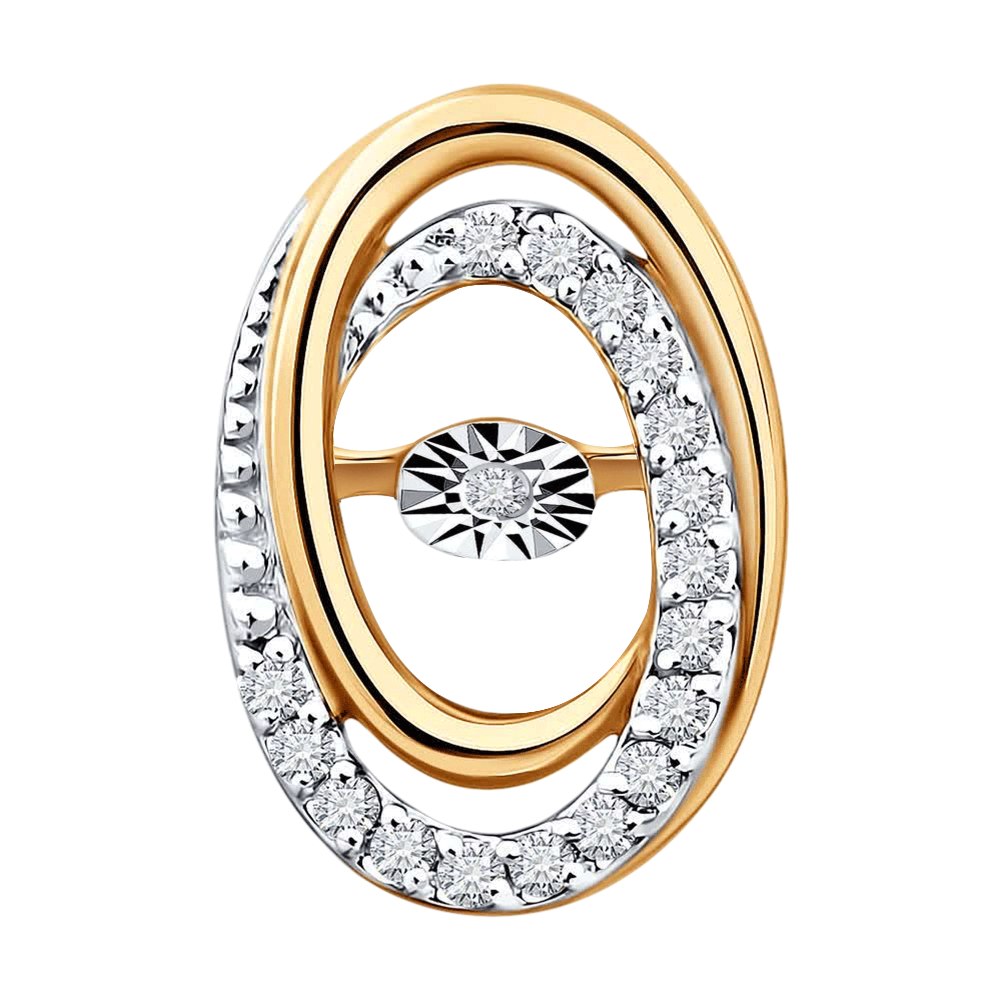 Подвеска из комбинированного золота Diamant с танцующим бриллиантом 51-230-01725-1 51-230-01725-1 фото