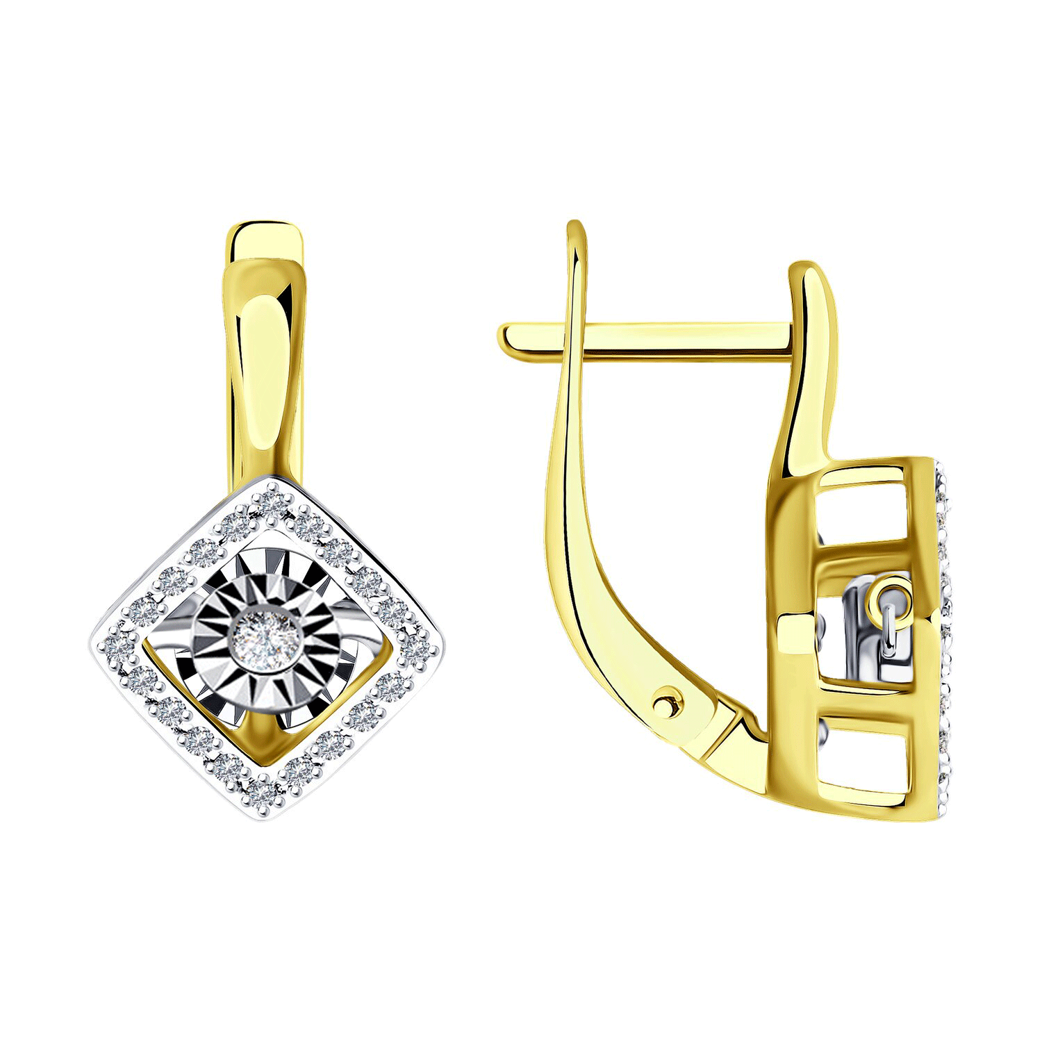 Серьги из лимонного золота Diamant с танцующим бриллиантом 53-220-01265-1 53-220-01265-1 фото
