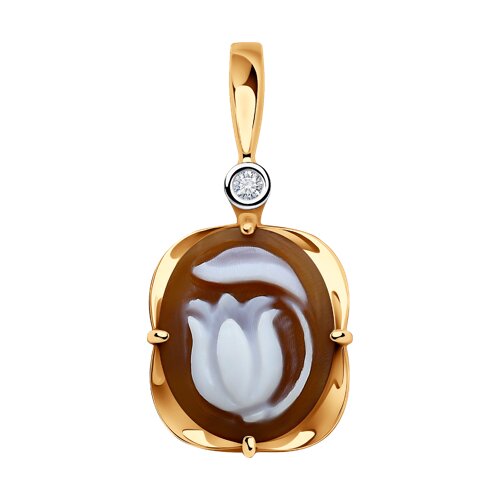Золотая подвеска SOKOLOV 6034133 с бриллиантом и камеей: Золото 585° пробы— купить в ювелирном интернет-магазине Diamant.