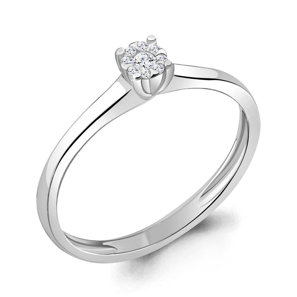 помолвочное кольцо из белого золота с бриллиантом