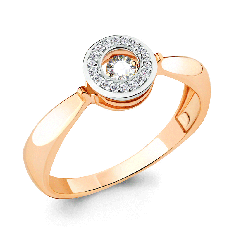 Золотое кольцо AQUAMARINE с танцующим бриллиантом 963560Ак 963560Ак фото