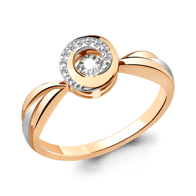 Золотое кольцо AQUAMARINE с танцующим бриллиантом 963563к 963563к фото