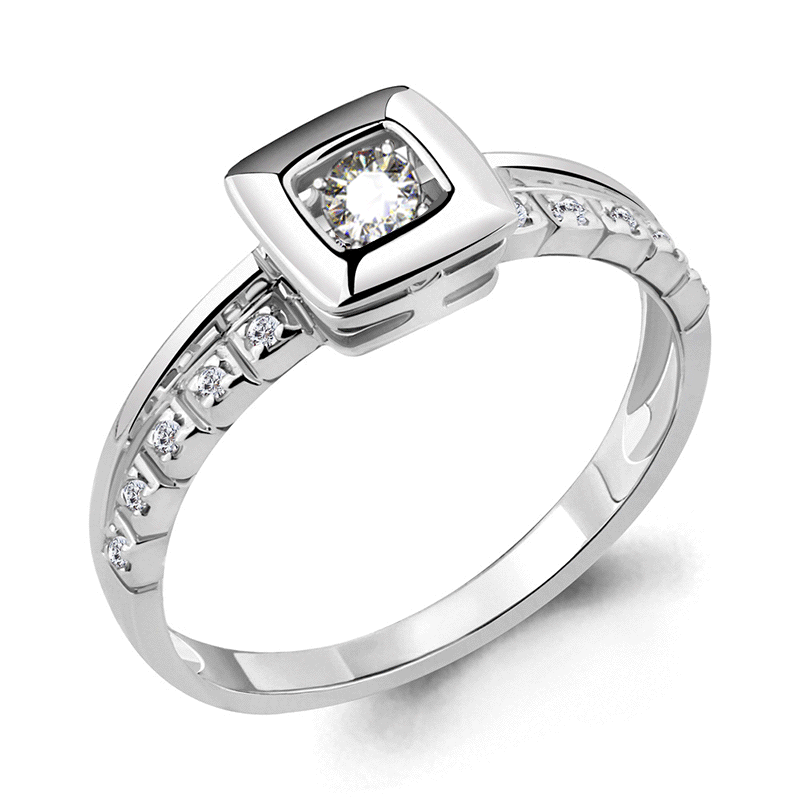 Золотое кольцо AQUAMARINE с танцующим бриллиантом 963651А 963651А фото