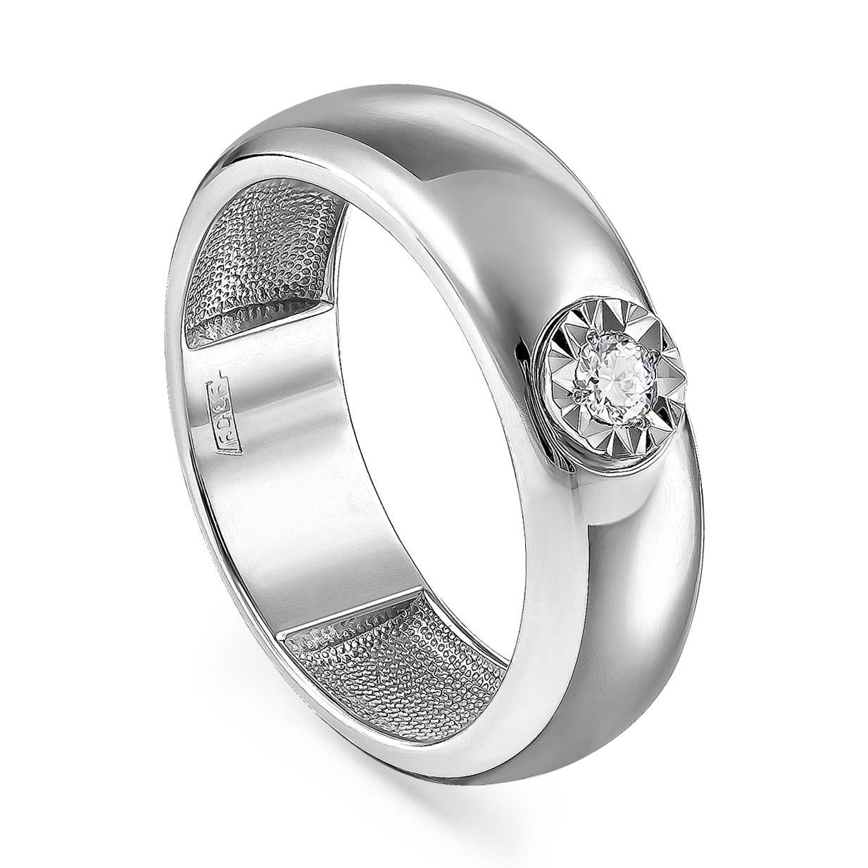 Кольцо широкое с одним бриллиантом