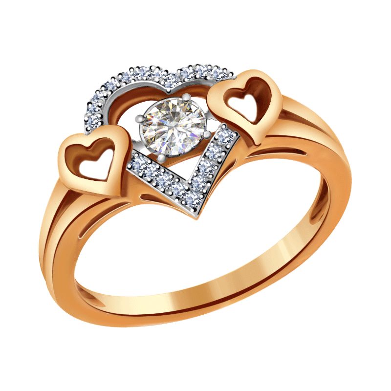 Золотое кольцо ЮК Бриант с танцующим фианитом RRI23298BRTD
