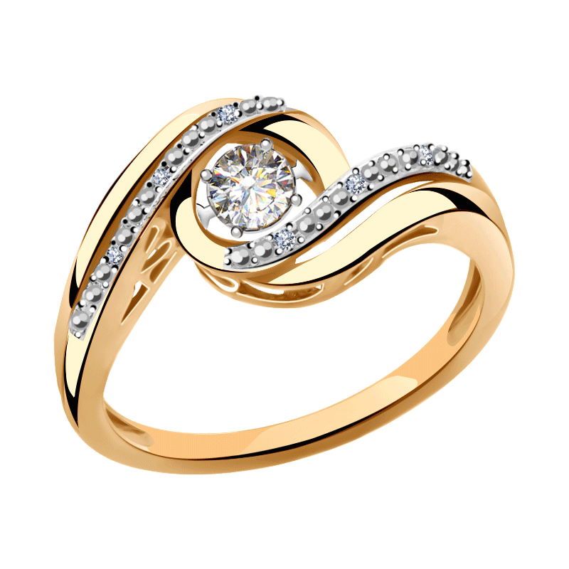 Золотое кольцо ЮК Бриант с танцующим бриллиантом RRI24043BRTD