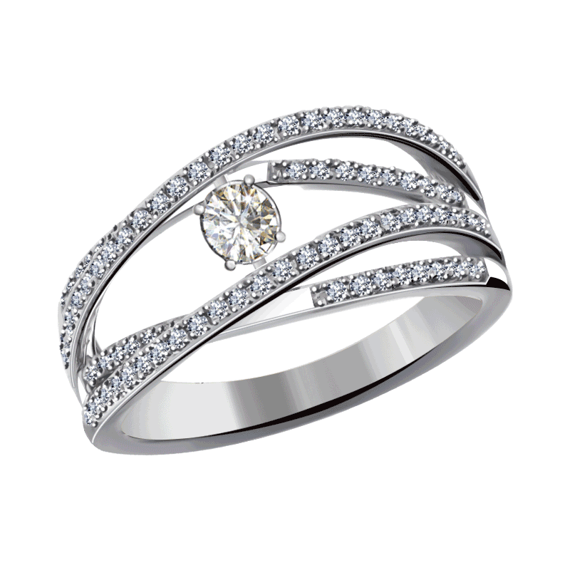 Золотое кольцо ЮК Бриант с танцующим бриллиантом RWI25611BRTD
