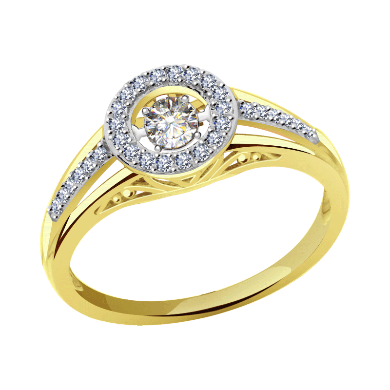 Золотое кольцо ЮК Бриант с танцующим бриллиантом RYI24349BRTD