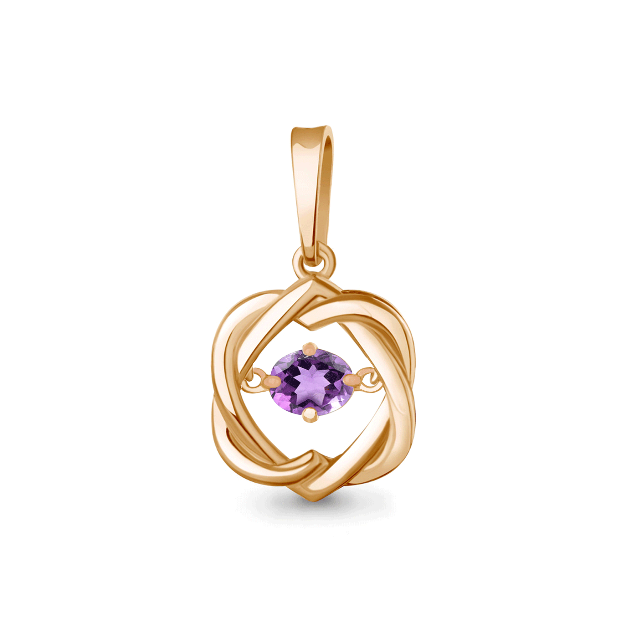 Подвеска из золочёного серебра AQUAMARINE с танцующим аметистом А2550704-п А2550704-п фото