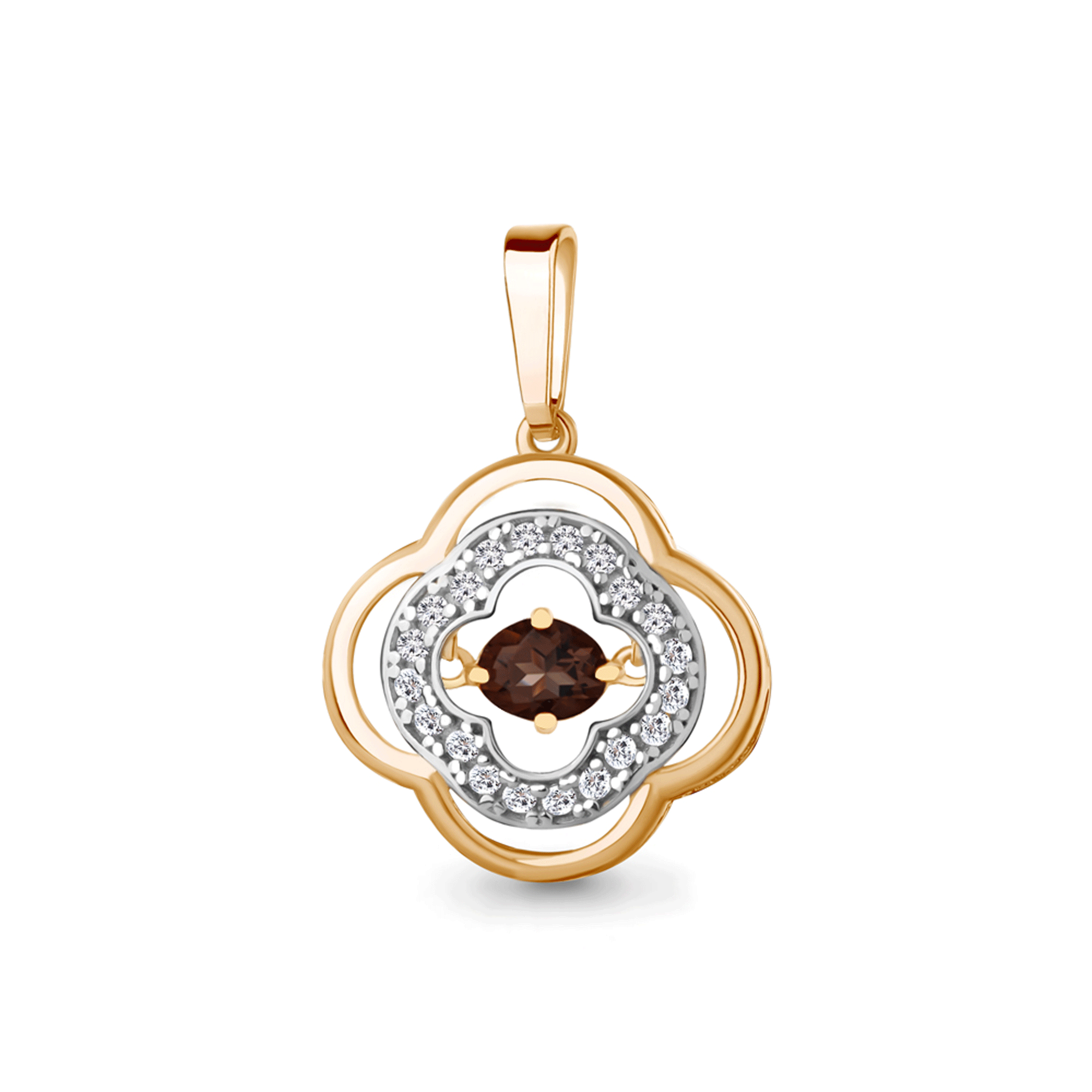 Подвеска из золочёного серебра AQUAMARINE с танцующим кварцем и фианитом А2550801А-п А2550801А-п фото