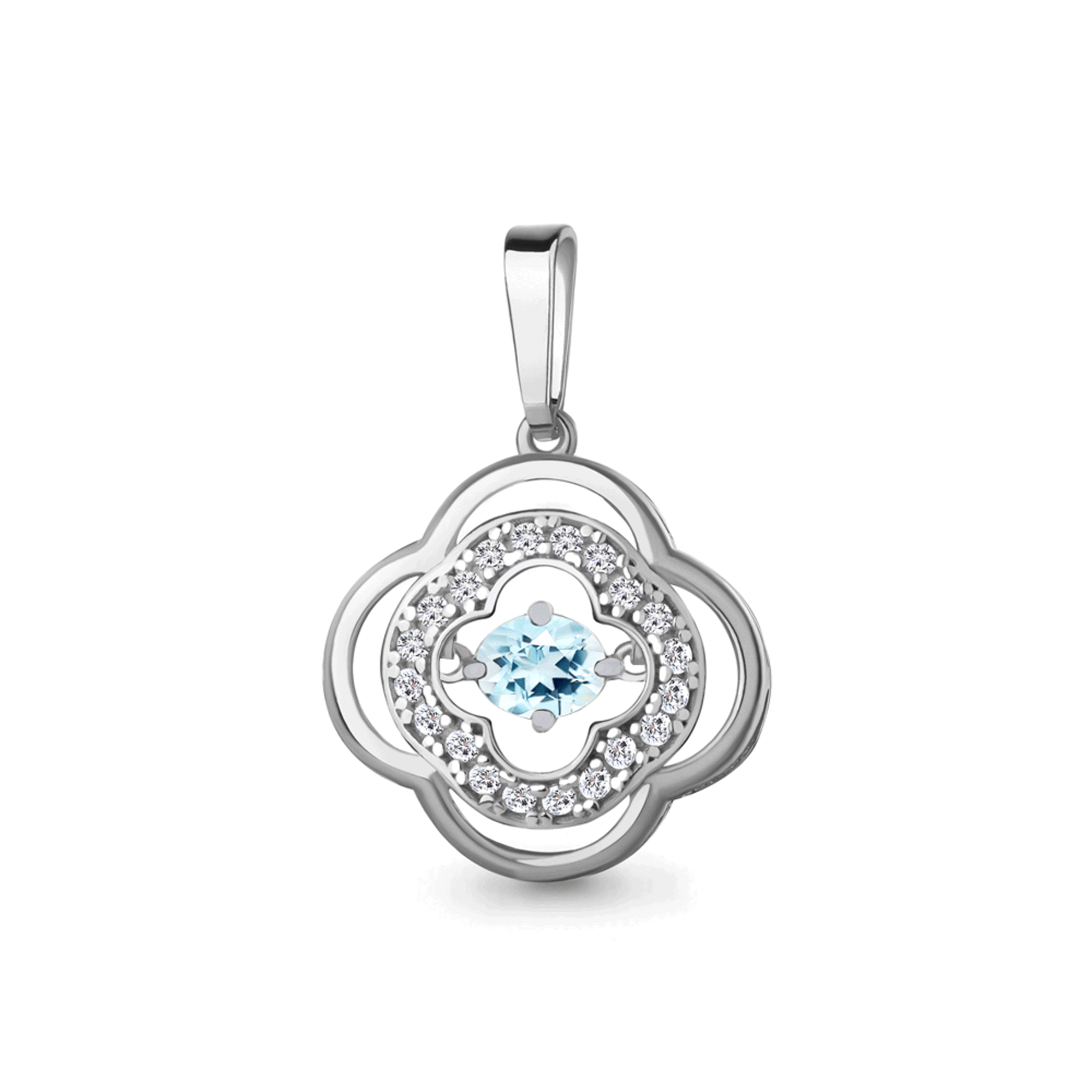 Серебряная подвеска AQUAMARINE с танцующем топазом и фианитом А2550802А А2550802А фото