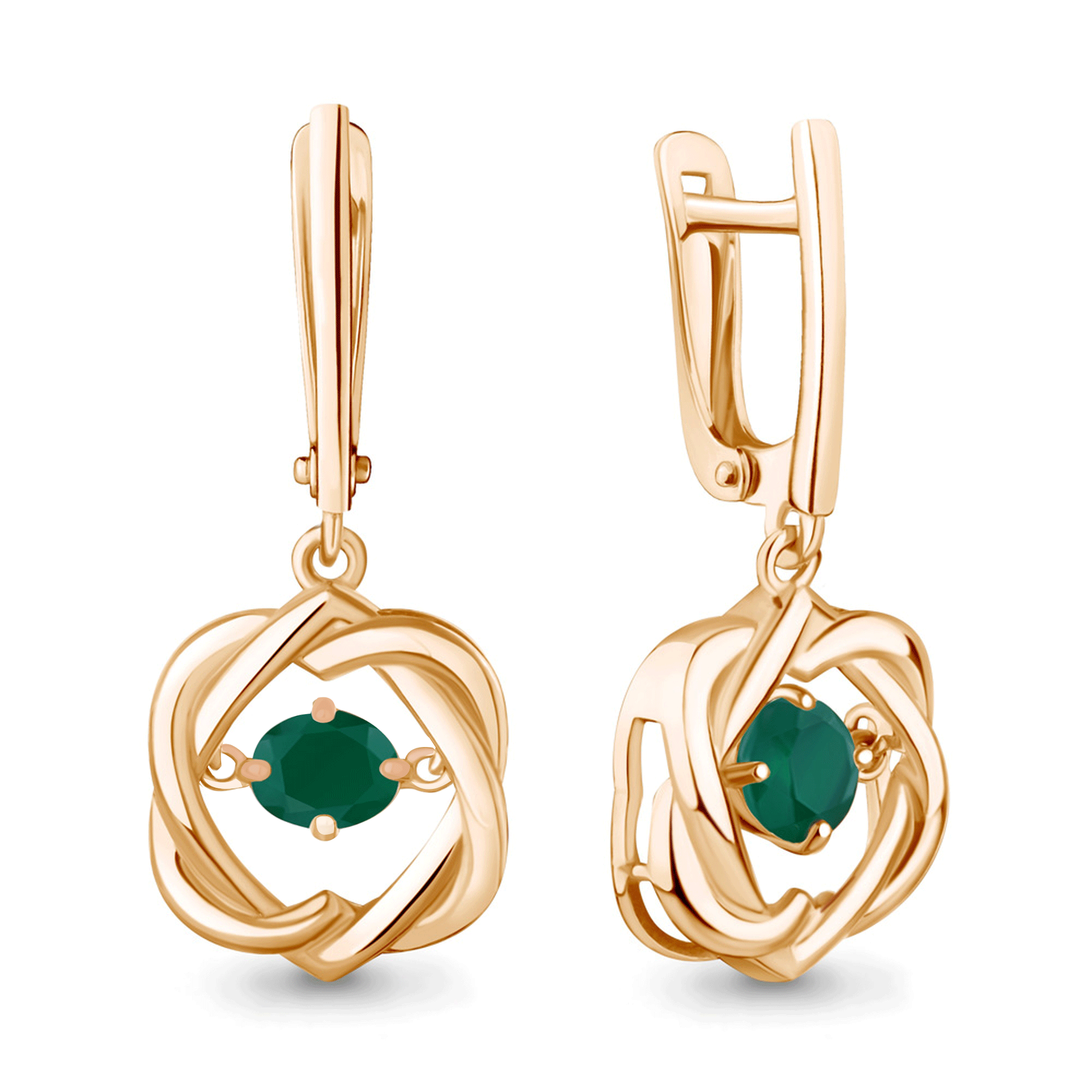 Серебряные серьги AQUAMARINE А45045509-п с агатом А45045509-п фото
