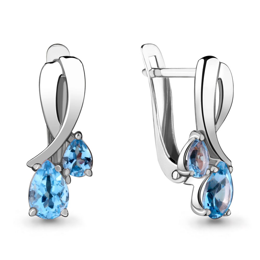 Серебряные серьги Aquamarine а4717305 с топазом