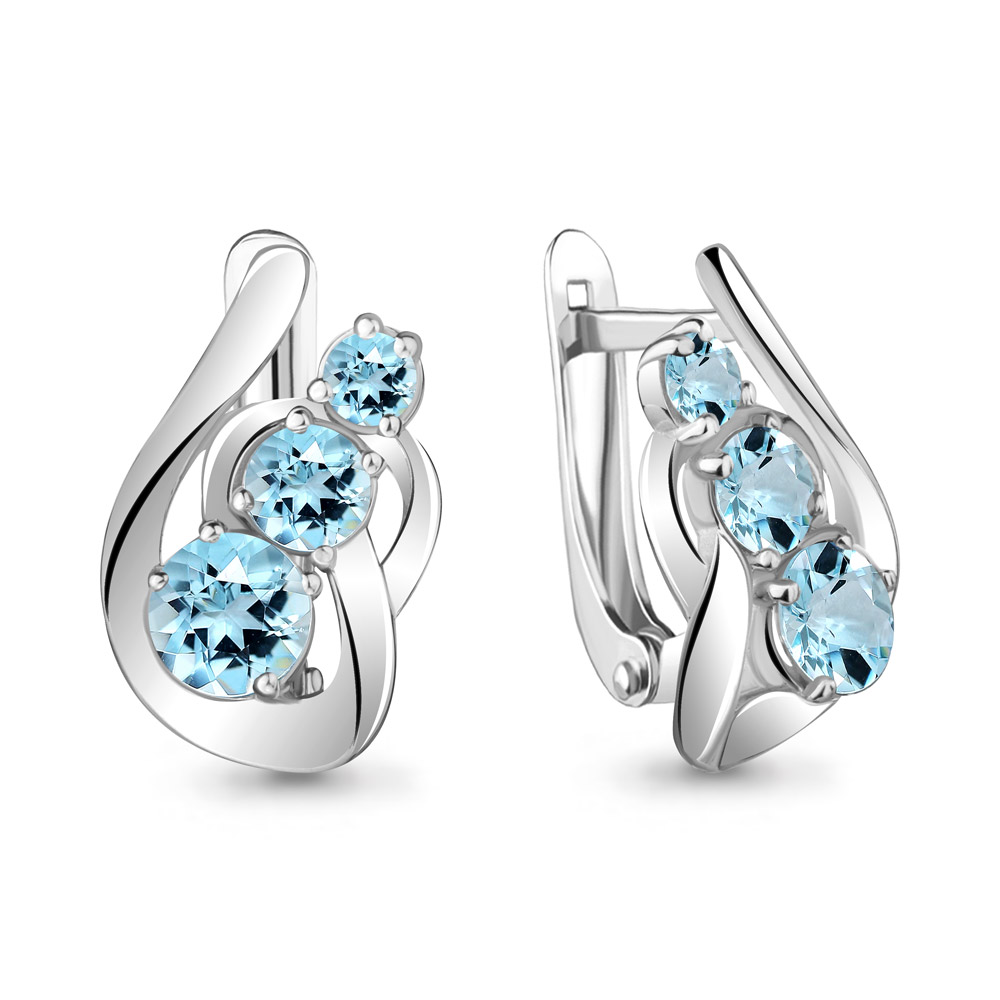 Серьги из серебра с фианитом Aquamarine Aquamarine 45490а_925_з