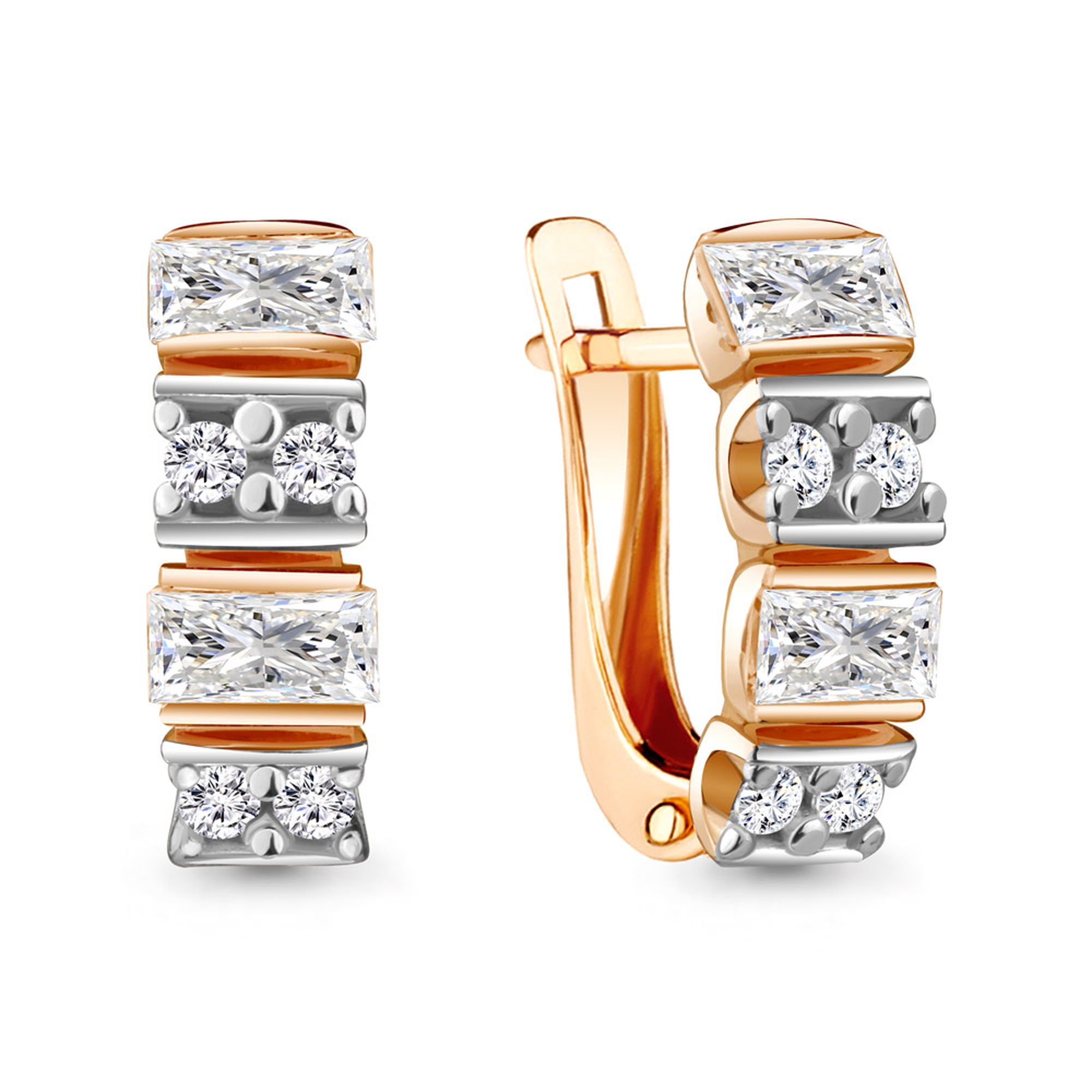 Серьги из золочёного серебра AQUAMARINE с фианитом А48272А-пк