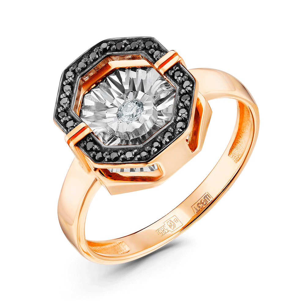 Золотое кольцо GRIGORIEV с танцующим бриллиантом и чёрным бриллиантом Г01-11-5630-13-00 Г01-11-5630-13-00 фото