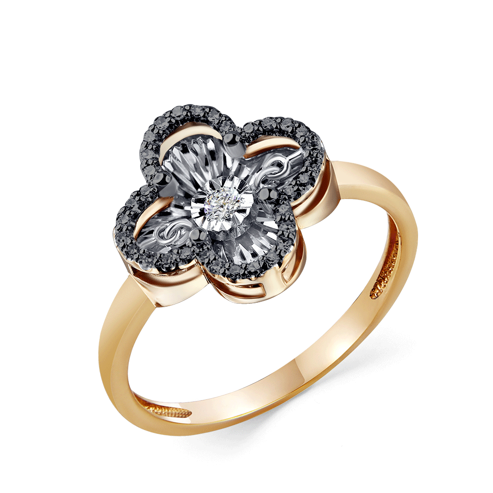Золотое кольцо GRIGORIEV с танцующим бриллиантом и чёрным бриллиантом Г01-11-5675-13-00 Г01-11-5675-13-00 фото