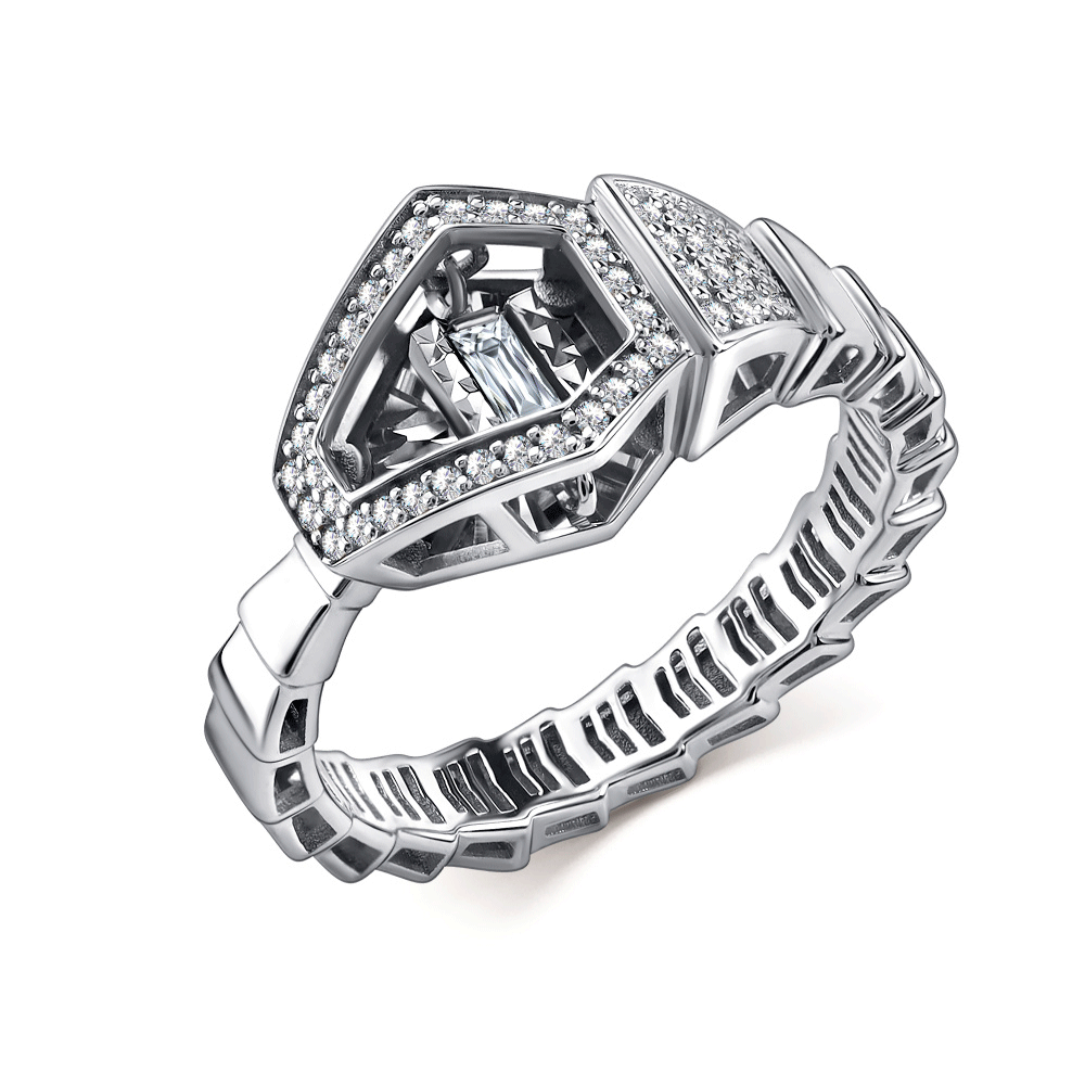 Кольцо из белого золота Символ года Змея GRIGORIEV с танцующим бриллиантом Г01-12-51042-31-00 Г01-12-51042-31-00 фото