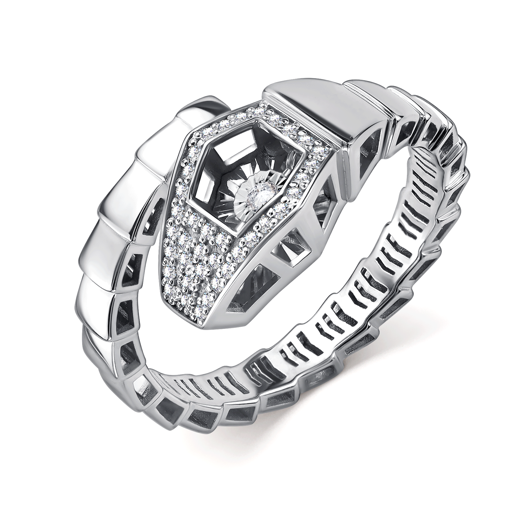 Кольцо из белого золота Символ года Змея GRIGORIEV с танцующим бриллиантом Г01-12-51058-31-00 Г01-12-51058-31-00 фото