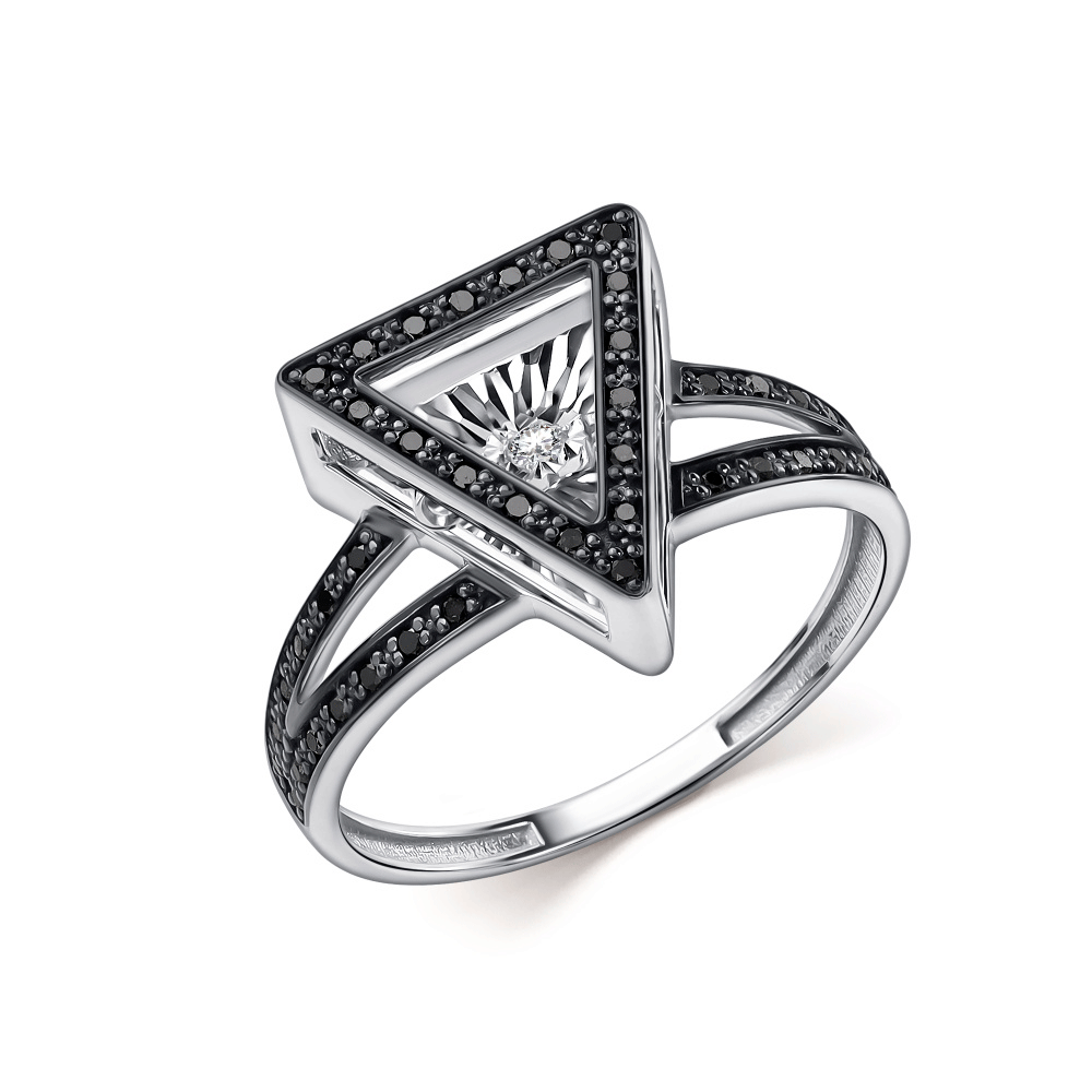 Кольцо из белого золота GRIGORIEV с танцующим бриллиантом и черным бриллиантом Г01-12-51237-13-00 Г01-12-51237-13-00 фото