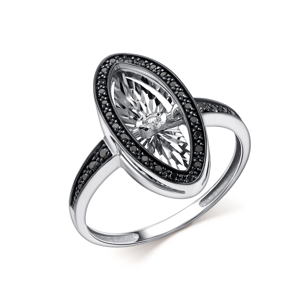 Кольцо из белого золота GRIGORIEV с танцующим бриллиантом и чёрным бриллиантом Г01-12-51241-13-00 Г01-12-51241-13-00 фото