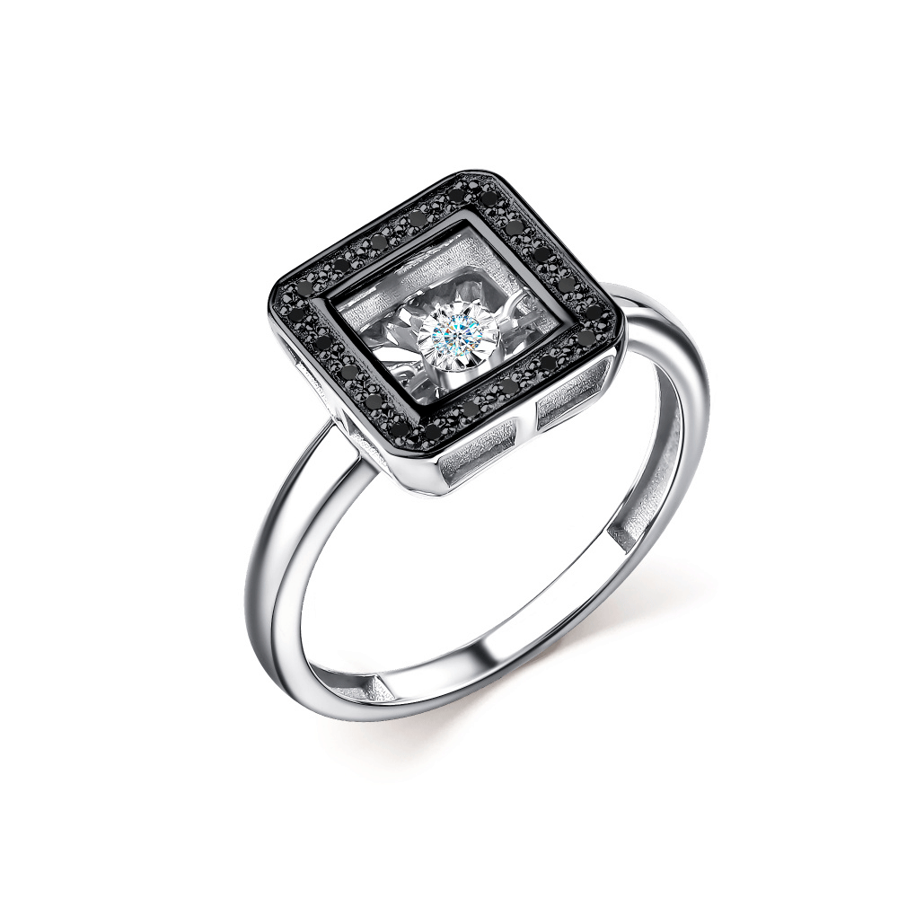 Кольцо из белого золота GRIGORIEV с танцующим бриллиантом и чёрным бриллиантом Г01-12-5890-13-00 Г01-12-5890-13-00 фото