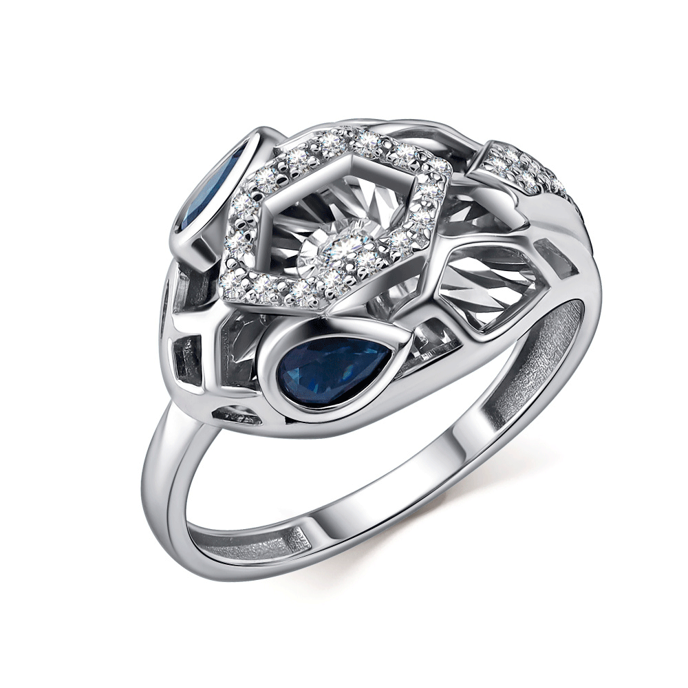 Кольцо из белого золота Символ года Змея GRIGORIEV с сапфиром и танцующим бриллиантом Г01-12-5942-31-02 Г01-12-5942-31-02 фото