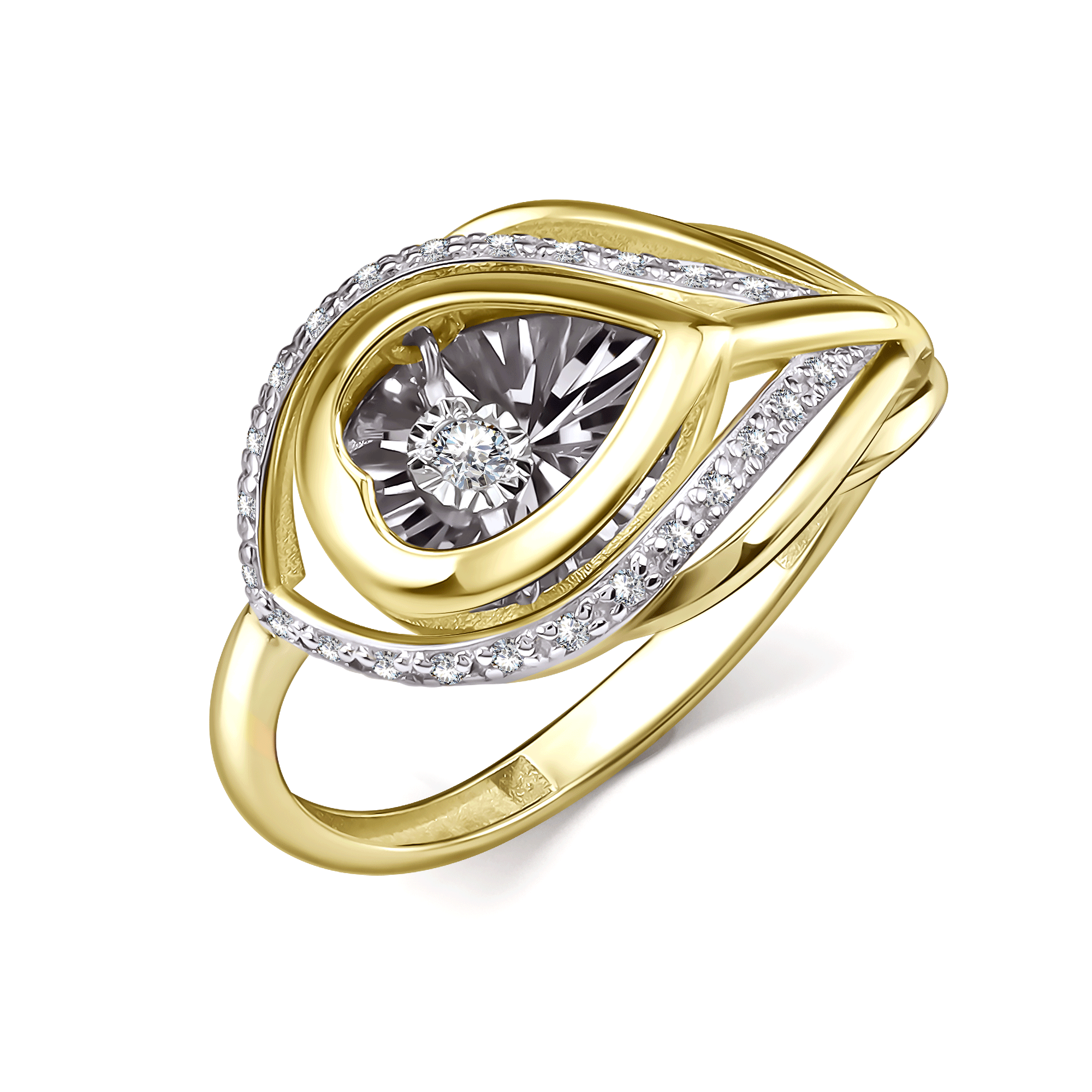 Кольцо из лимонного золота GRIGORIEV с танцующим бриллиантом Г01-13-51137-31-00 Г01-13-51137-31-00 фото