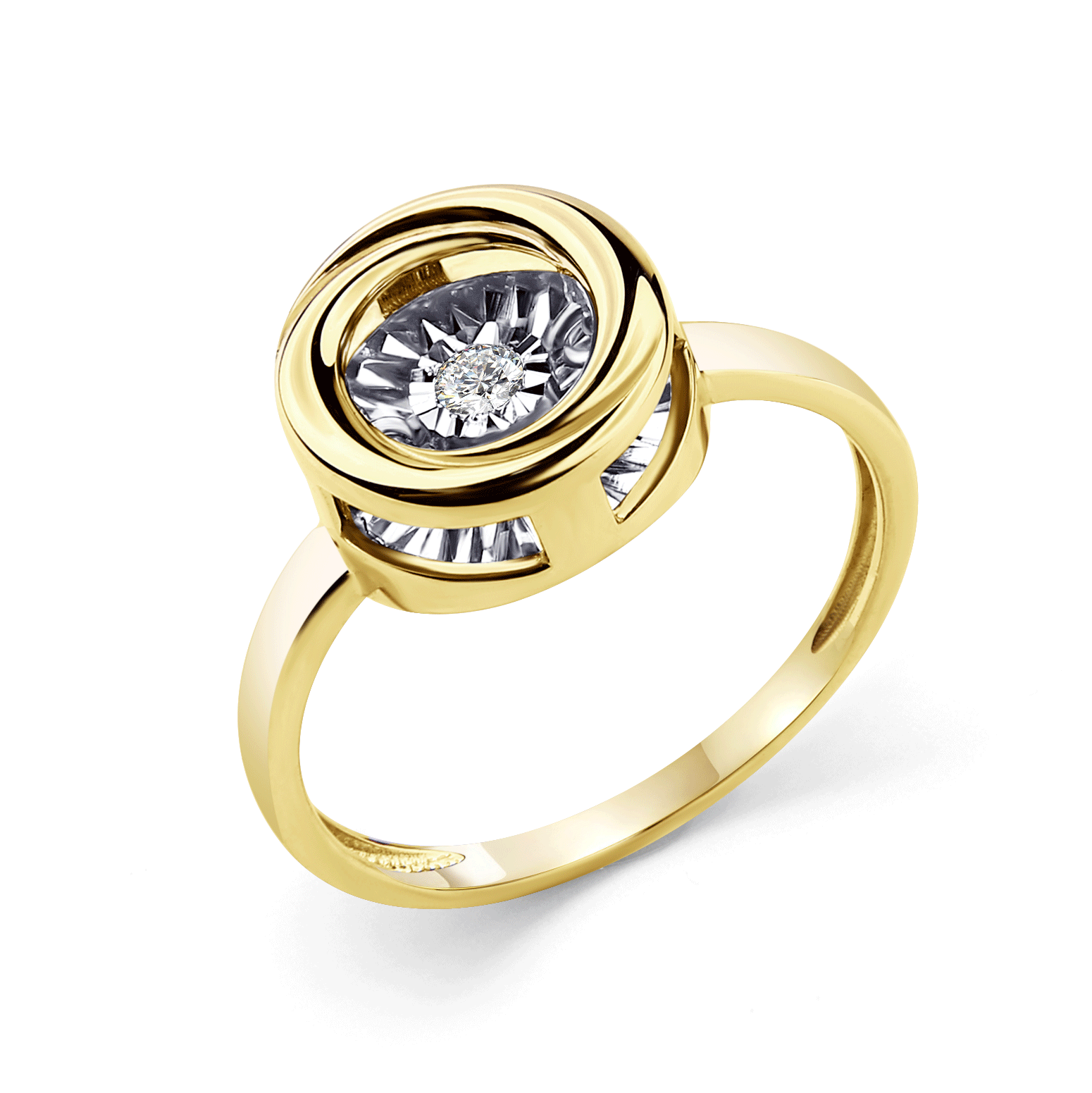 Кольцо из лимонного золота GRIGORIEV с танцующим бриллиантом Г01-13-5743-11-00 Г01-13-5743-11-00 фото
